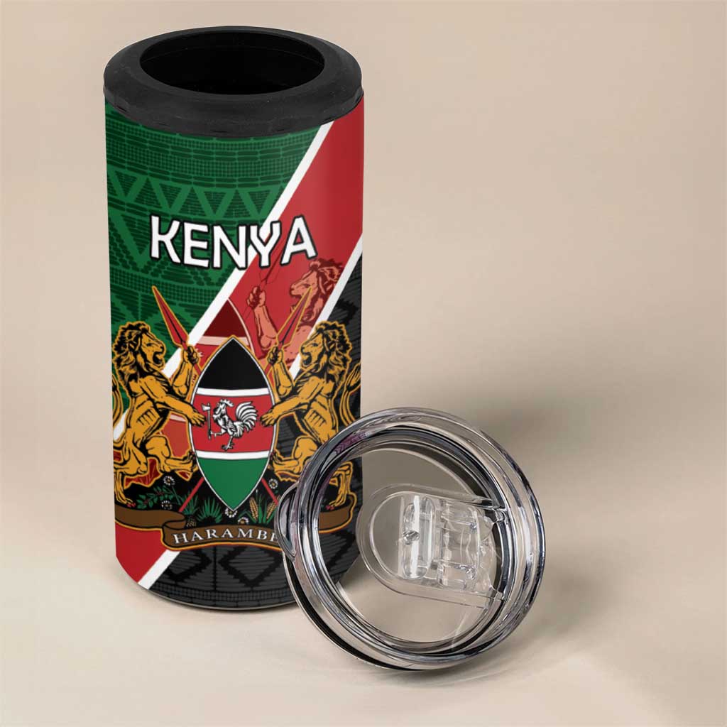 Personalised Kenya 4 in 1 Can Cooler Tumbler Flag Style - African Pattern LT15