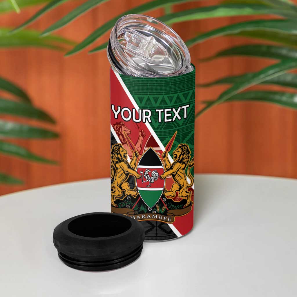 Personalised Kenya 4 in 1 Can Cooler Tumbler Flag Style - African Pattern LT15