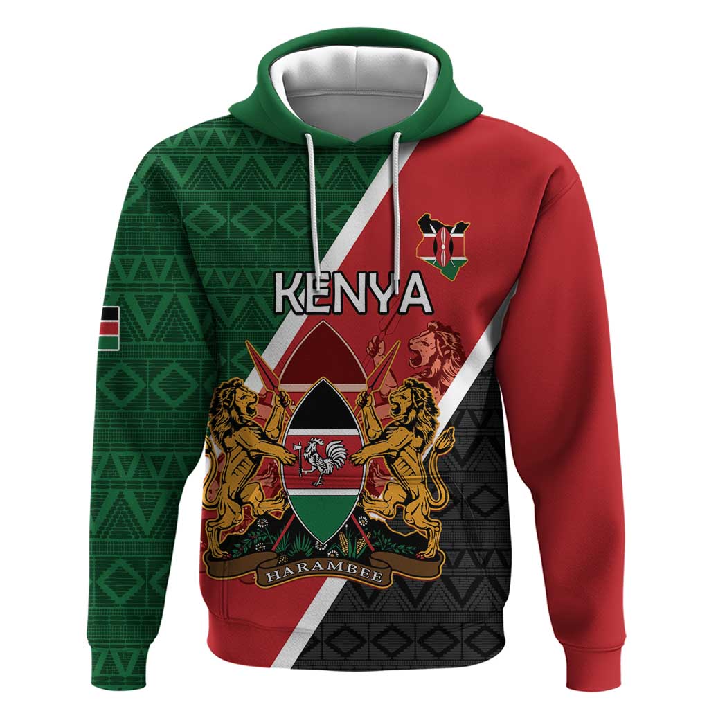 Personalised Kenya Hoodie Coat Of Arms Mix Flag Style LT15