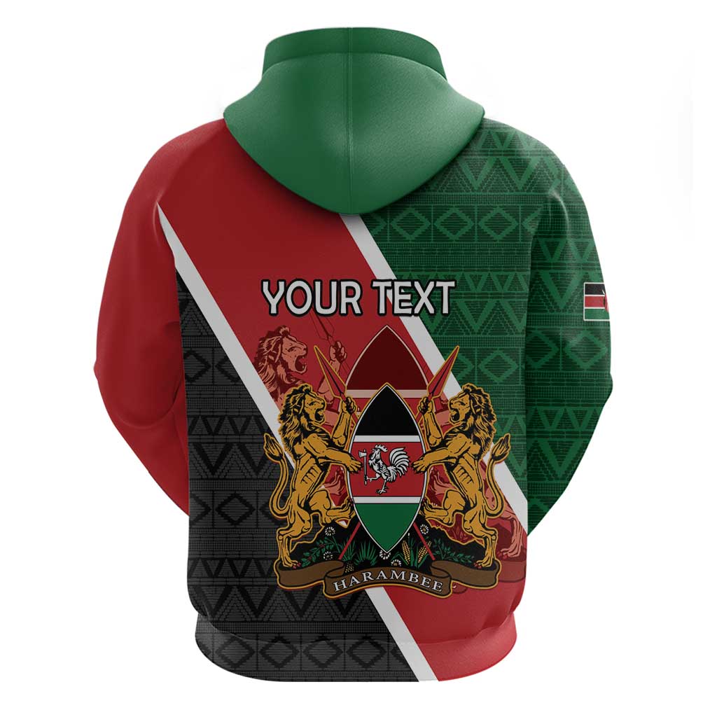 Personalised Kenya Hoodie Coat Of Arms Mix Flag Style LT15