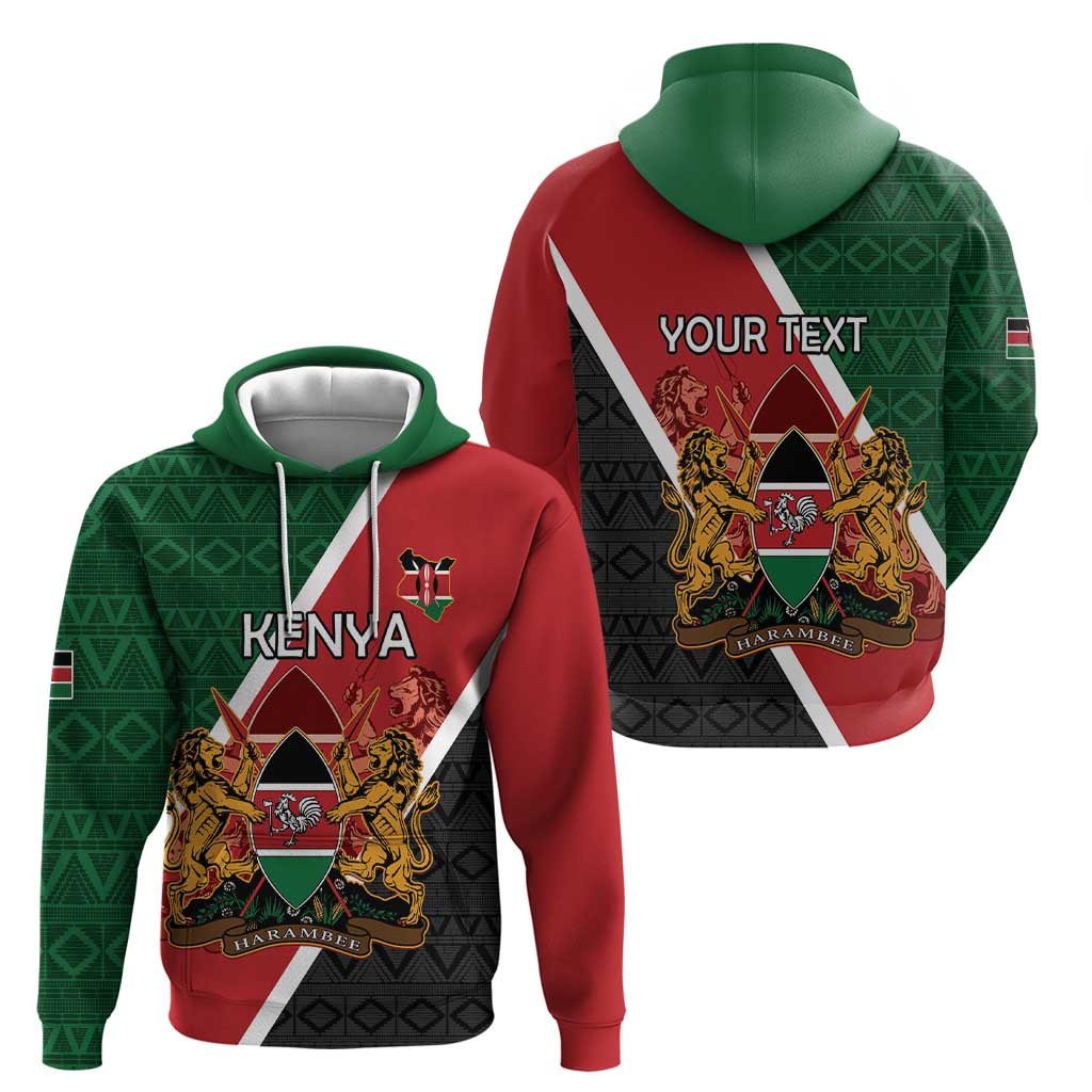 Personalised Kenya Hoodie Coat Of Arms Mix Flag Style LT15