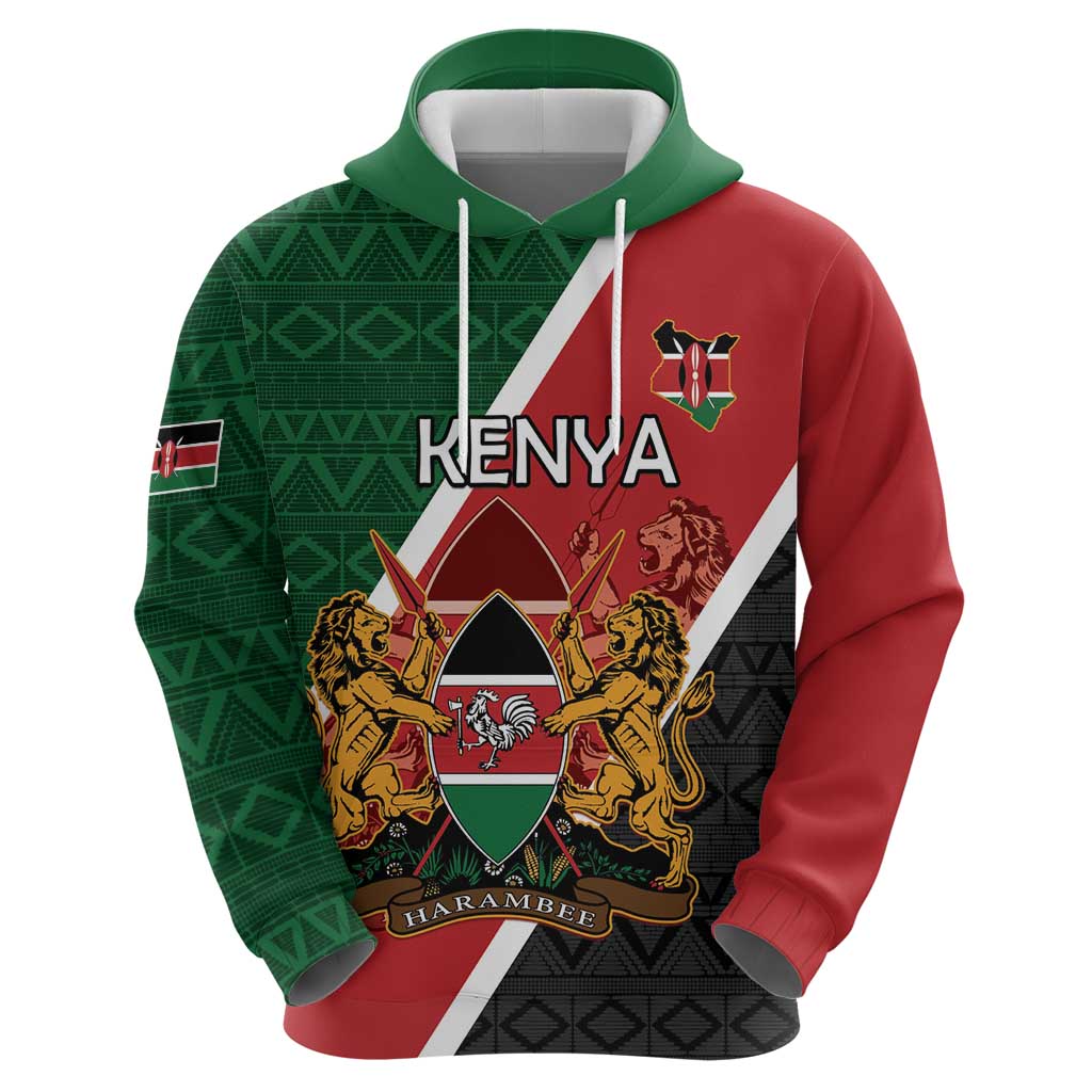Personalised Kenya Hoodie Coat Of Arms Mix Flag Style LT15