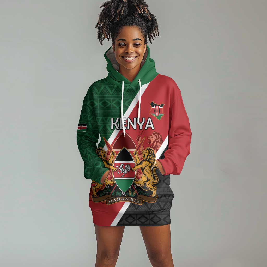 Personalised Kenya Hoodie Dress Flag Style - African Pattern LT15