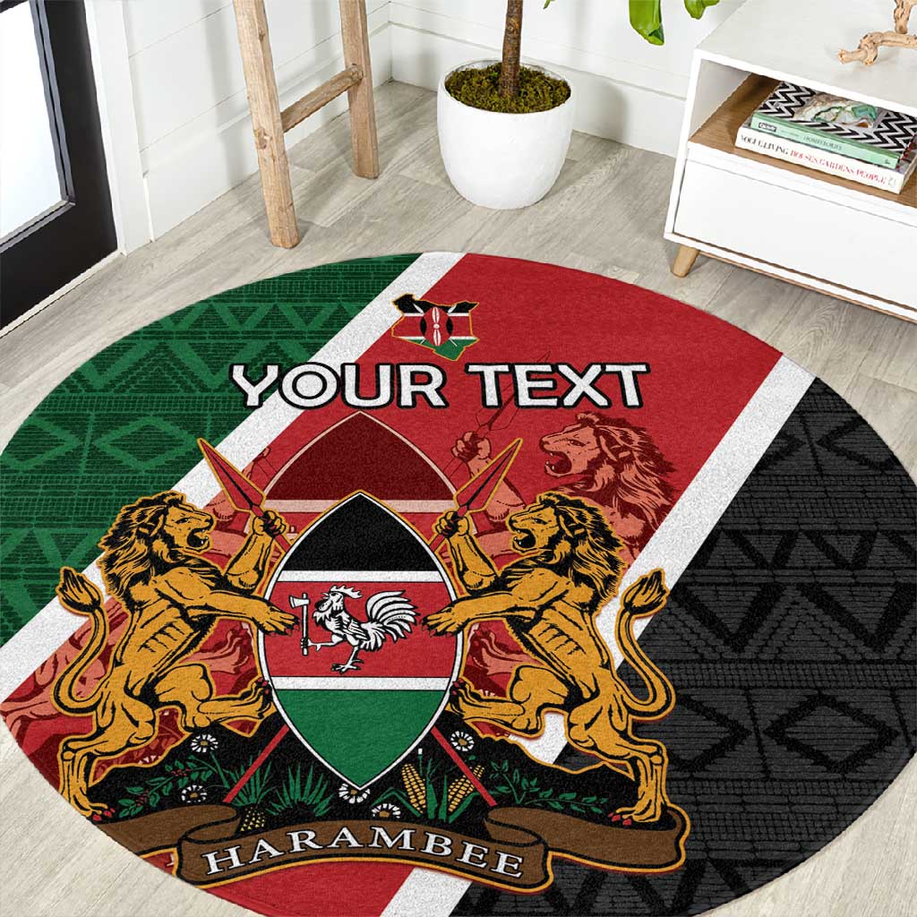Personalised Kenya Round Carpet Flag Style - African Pattern LT15
