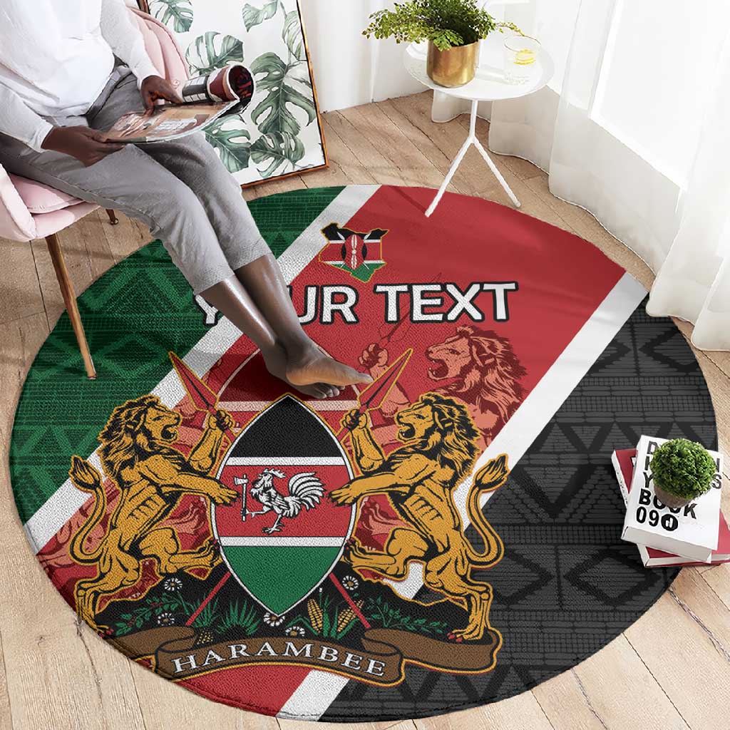 Personalised Kenya Round Carpet Flag Style - African Pattern LT15