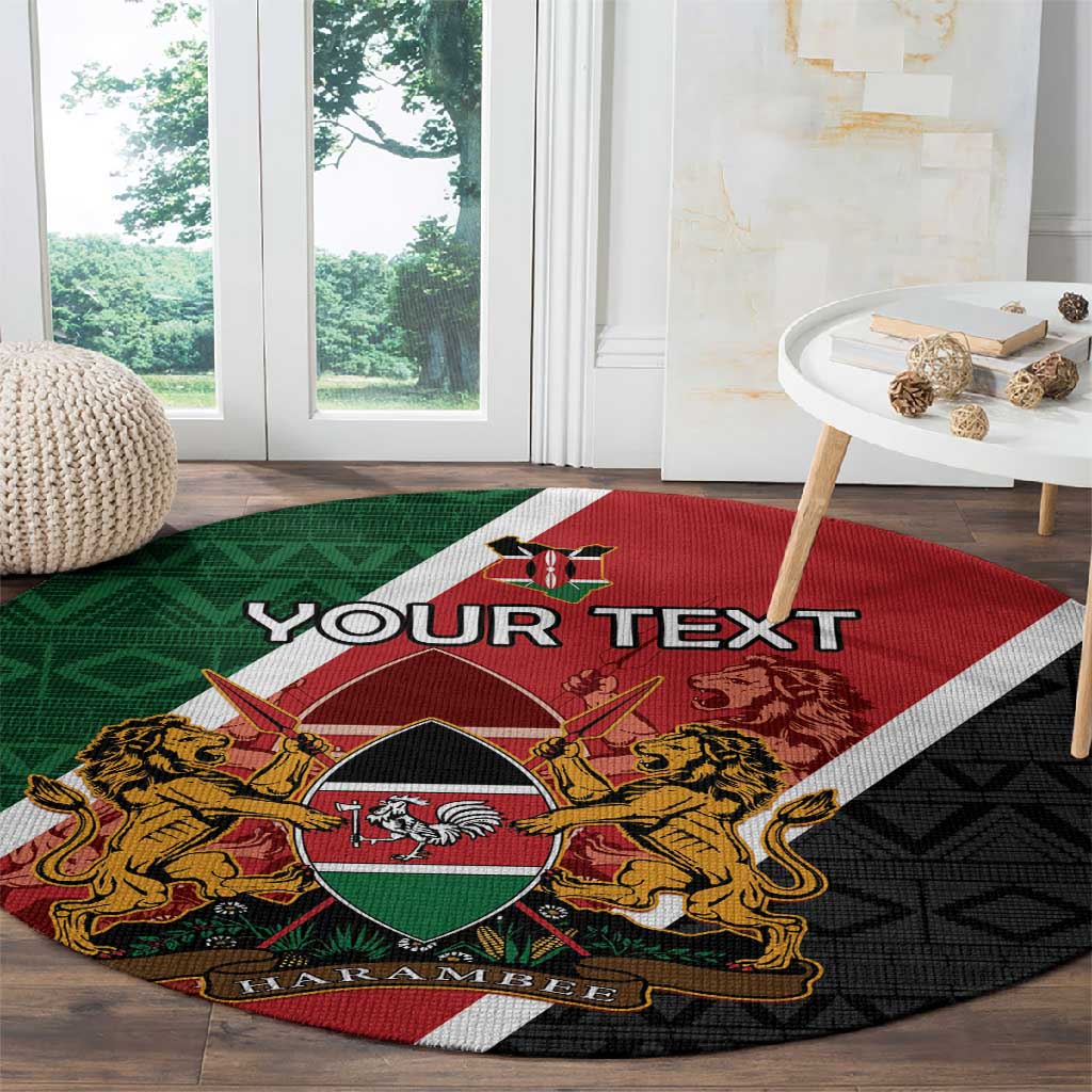 Personalised Kenya Round Carpet Flag Style - African Pattern LT15