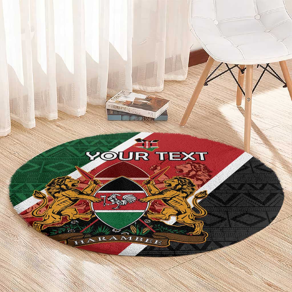 Personalised Kenya Round Carpet Flag Style - African Pattern LT15