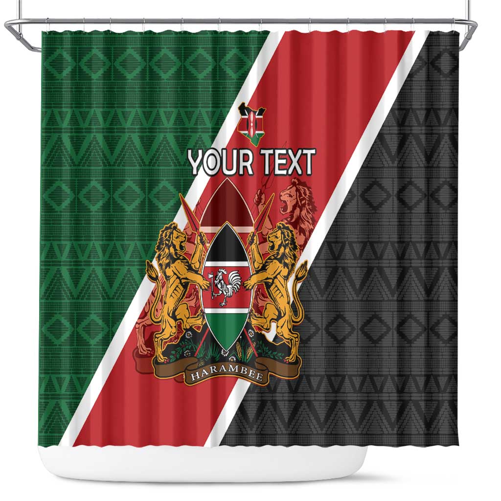 Personalised Kenya Shower Curtain Coat Of Arms Mix Flag Style LT15