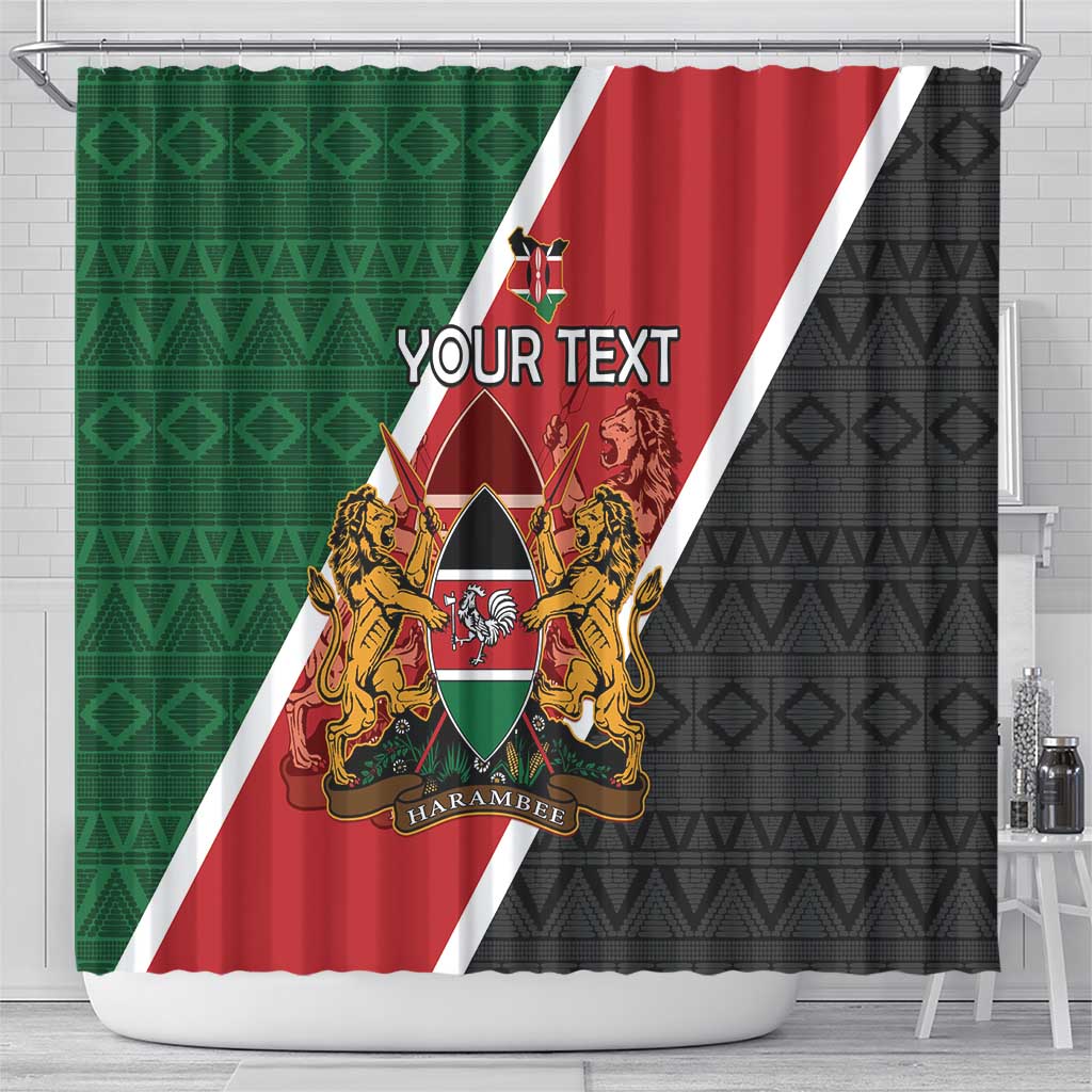 Personalised Kenya Shower Curtain Coat Of Arms Mix Flag Style LT15
