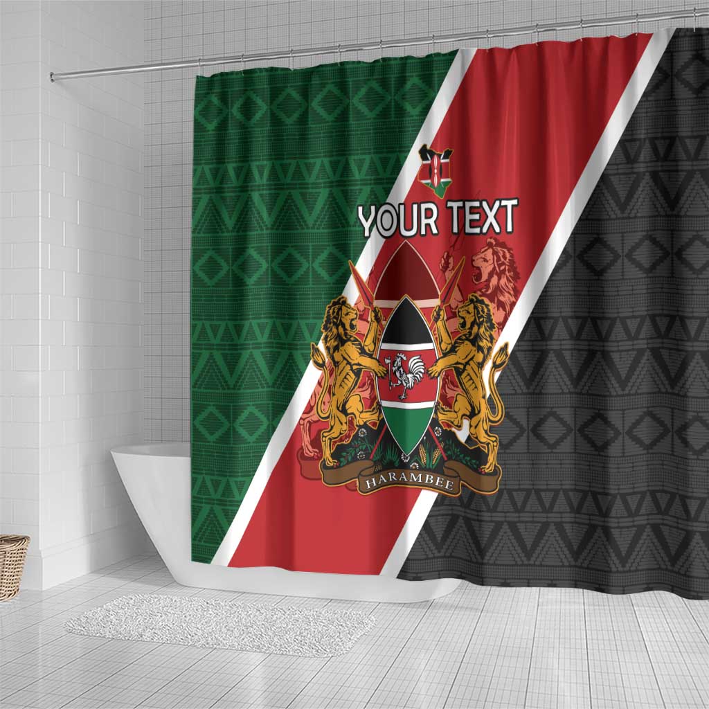 Personalised Kenya Shower Curtain Coat Of Arms Mix Flag Style LT15