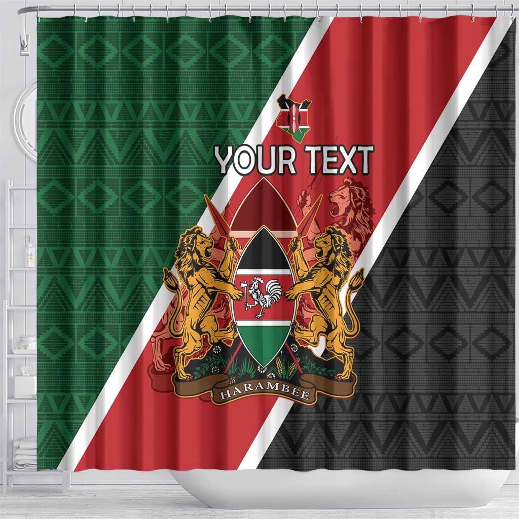 Personalised Kenya Shower Curtain Coat Of Arms Mix Flag Style LT15