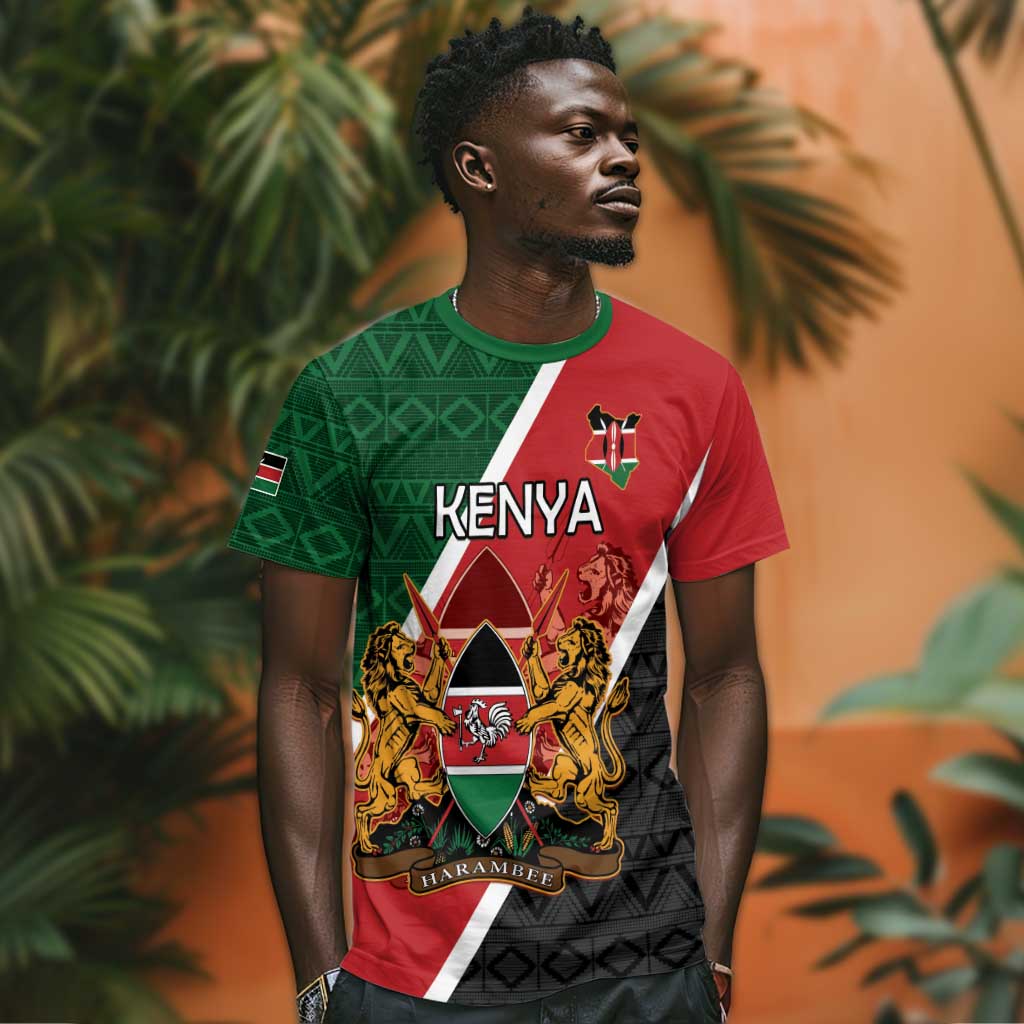 Personalised Kenya T shirt Flag Style - African Pattern LT15