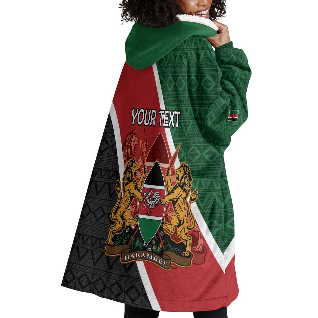 Personalised Kenya Wearable Blanket Hoodie Flag Style - African Pattern LT15