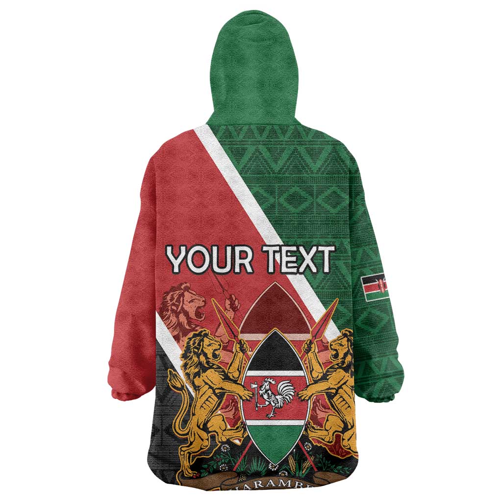 Personalised Kenya Wearable Blanket Hoodie Flag Style - African Pattern LT15
