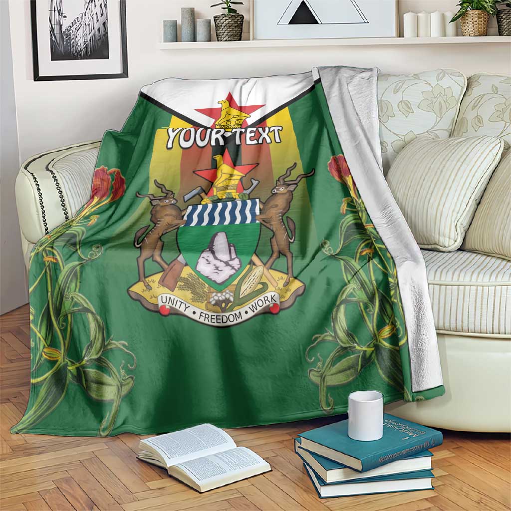 Personalised Zimbabwe Independence Day Blanket Coat Of Arms Fire Lilies LT15