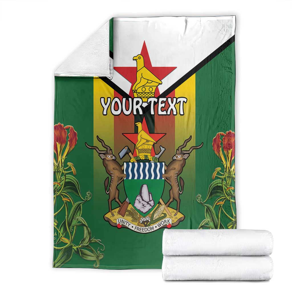 Personalised Zimbabwe Independence Day Blanket Coat Of Arms Fire Lilies LT15