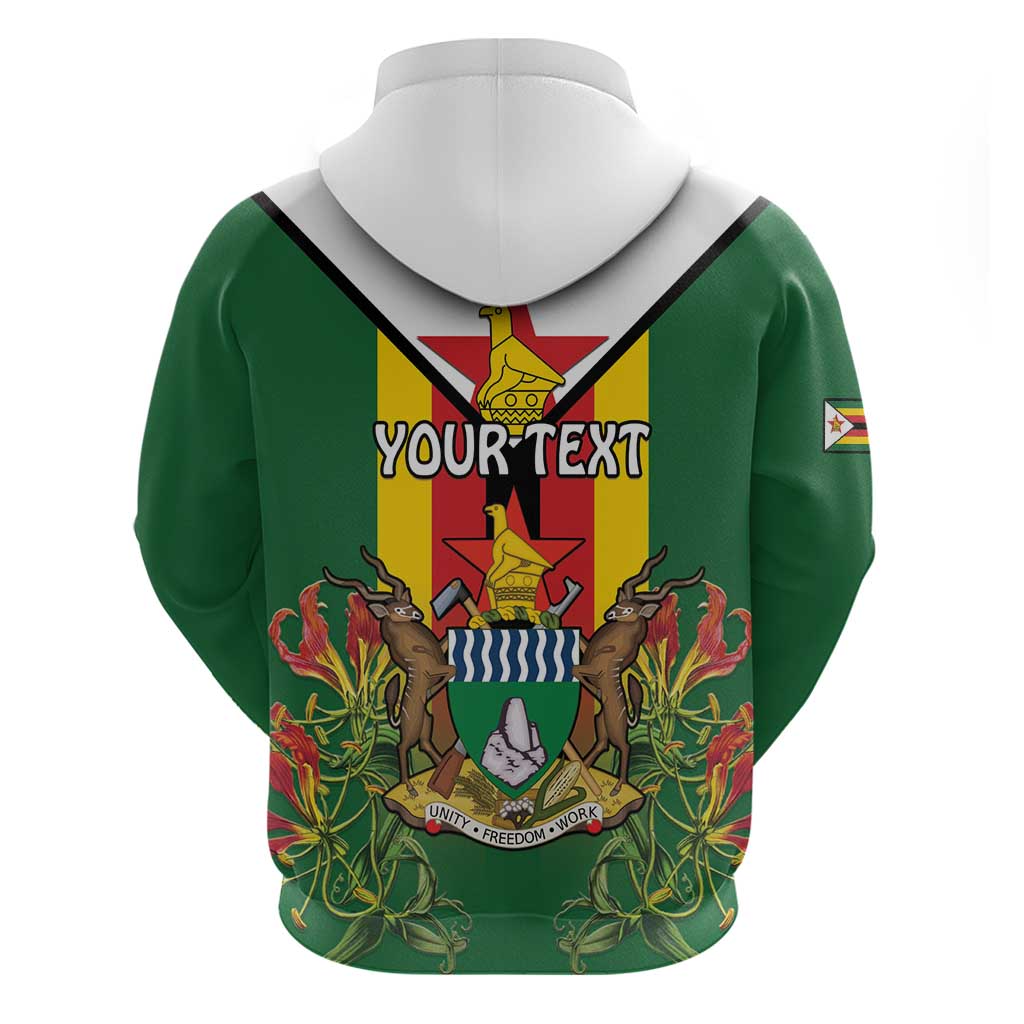 Personalised Zimbabwe Independence Day Hoodie Gloriosa Flower - Flag Style LT15