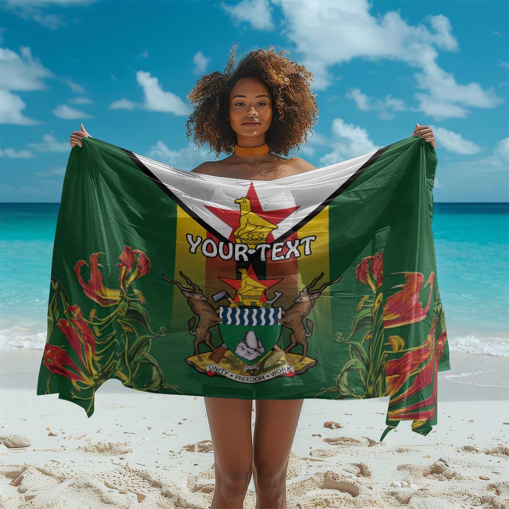Personalised Zimbabwe Independence Day Sarong Coat Of Arms Fire Lilies LT15