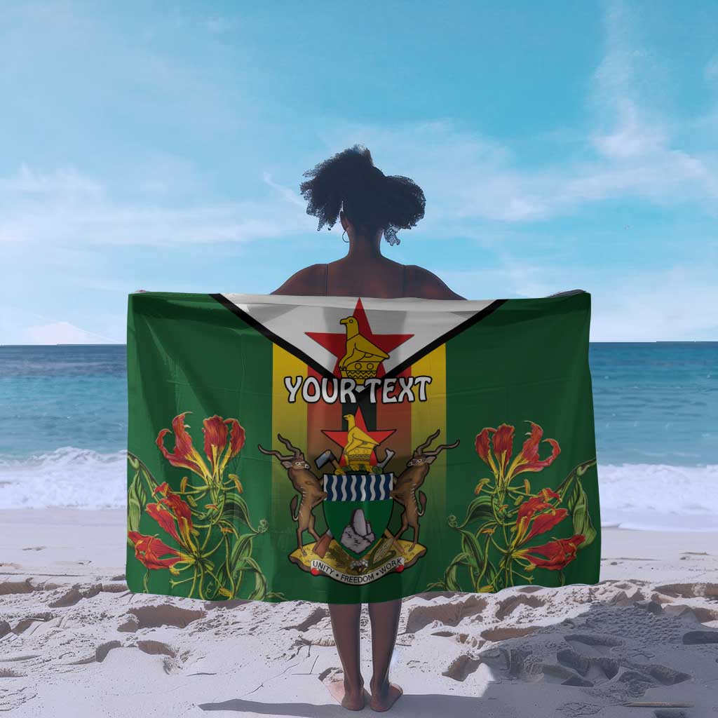 Personalised Zimbabwe Independence Day Sarong Coat Of Arms Fire Lilies LT15