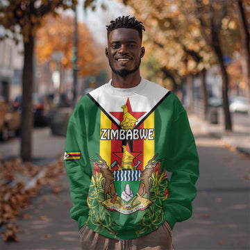 Personalised Zimbabwe Independence Day Sweatshirt Coat Of Arms Fire Lilies LT15