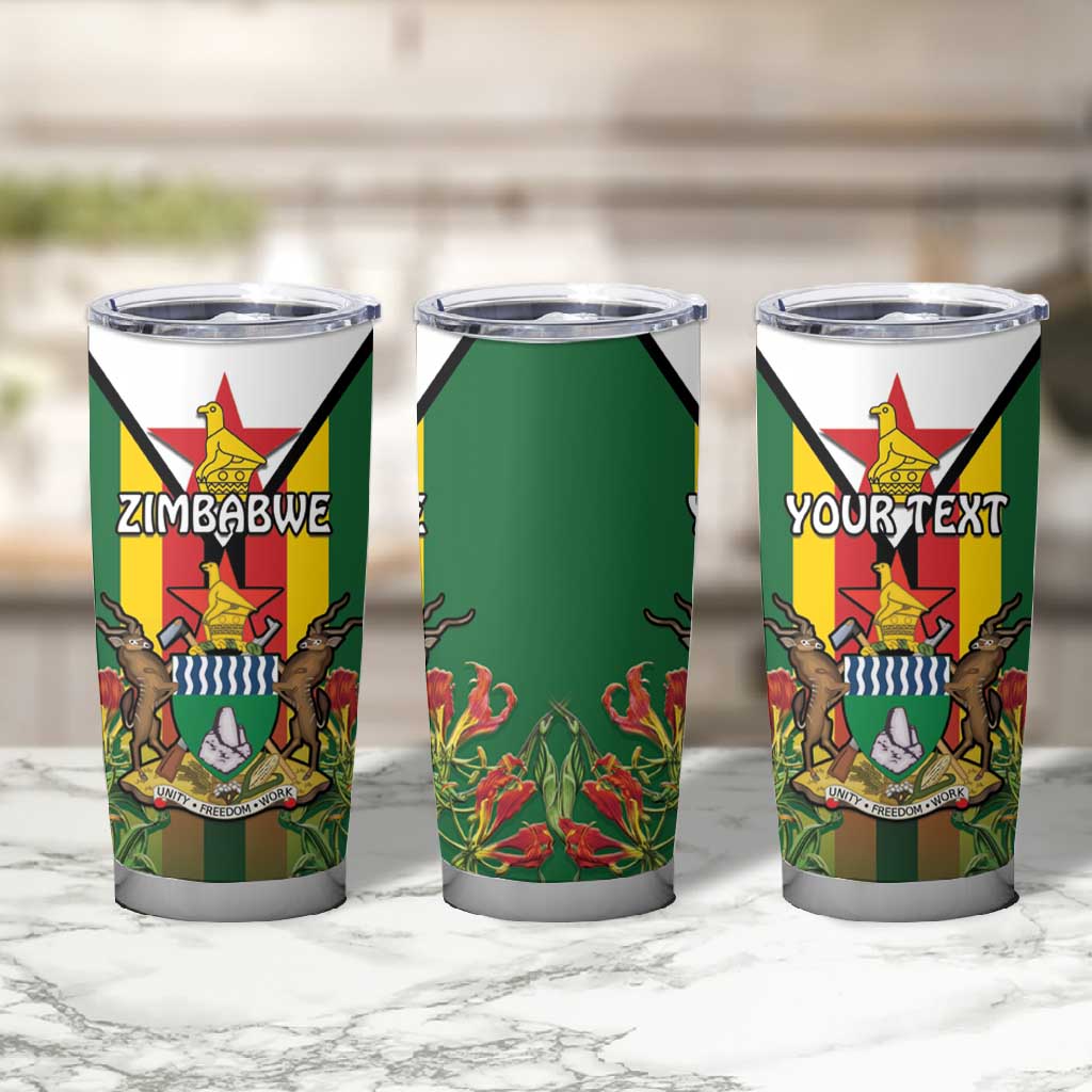 Personalised Zimbabwe Independence Day Tumbler Cup Coat Of Arms Fire Lilies LT15