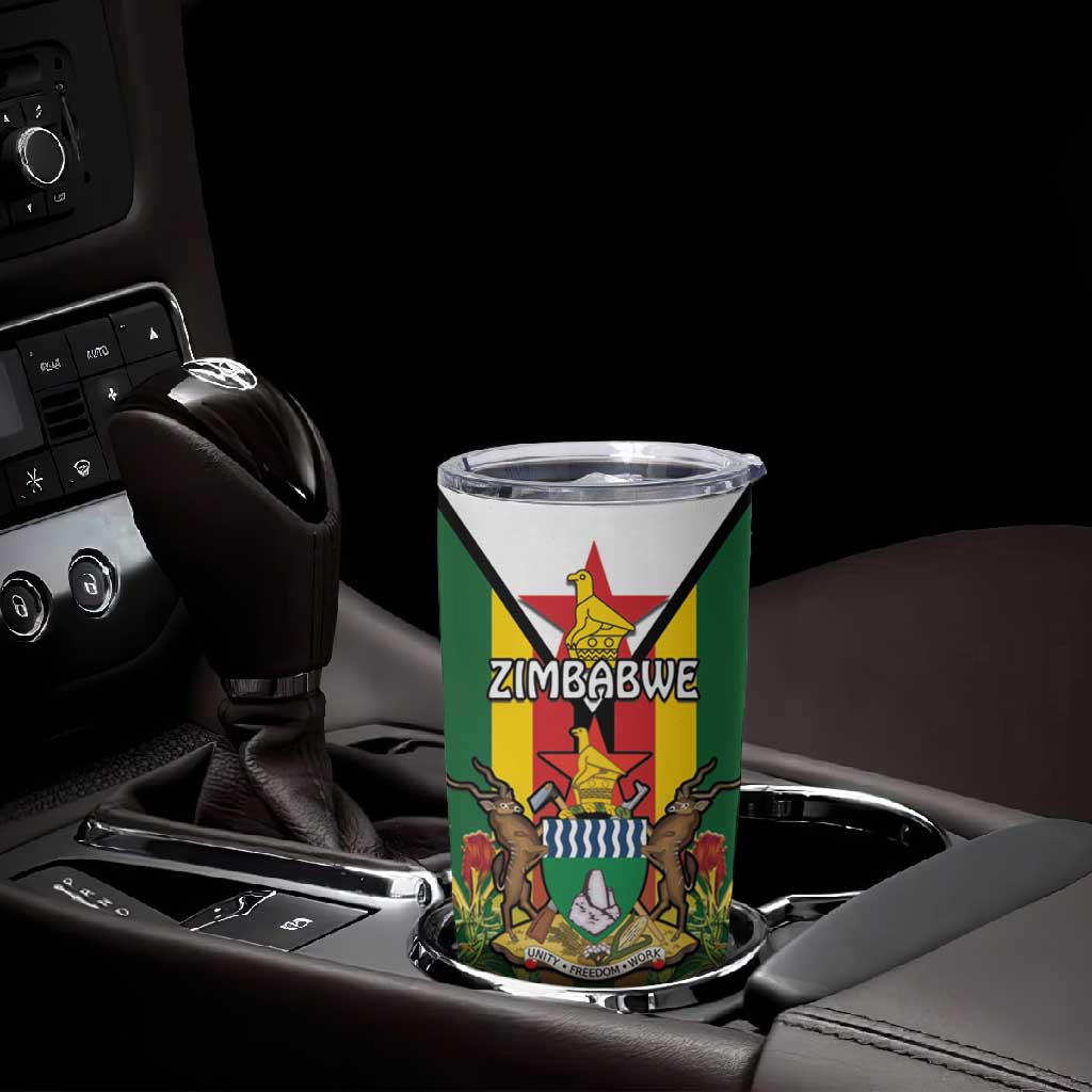 Personalised Zimbabwe Independence Day Tumbler Cup Coat Of Arms Fire Lilies LT15