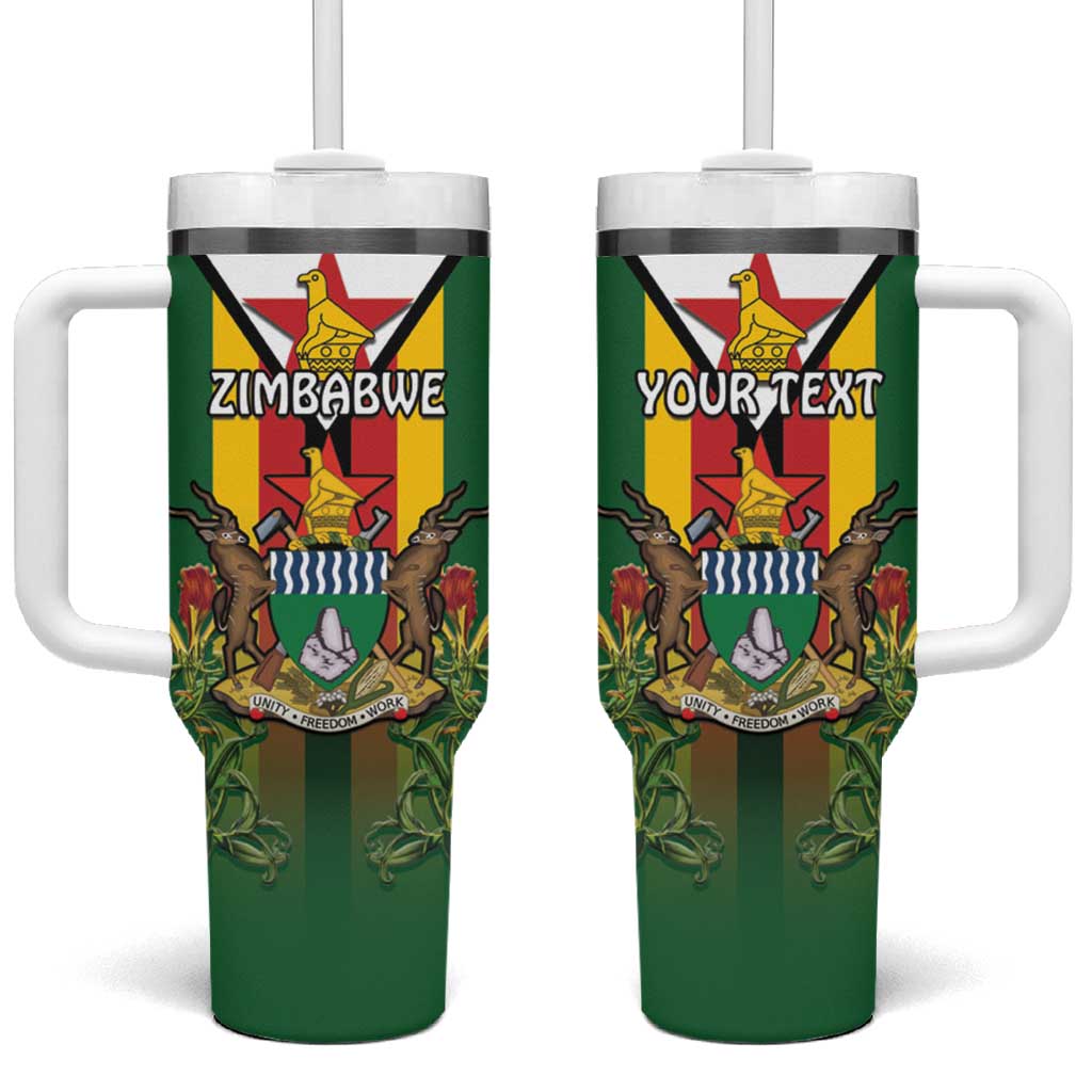 Personalised Zimbabwe Independence Day Tumbler With Handle Coat Of Arms Fire Lilies LT15