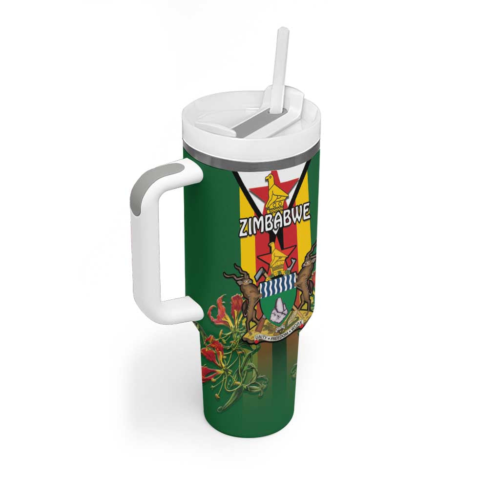 Personalised Zimbabwe Independence Day Tumbler With Handle Coat Of Arms Fire Lilies LT15