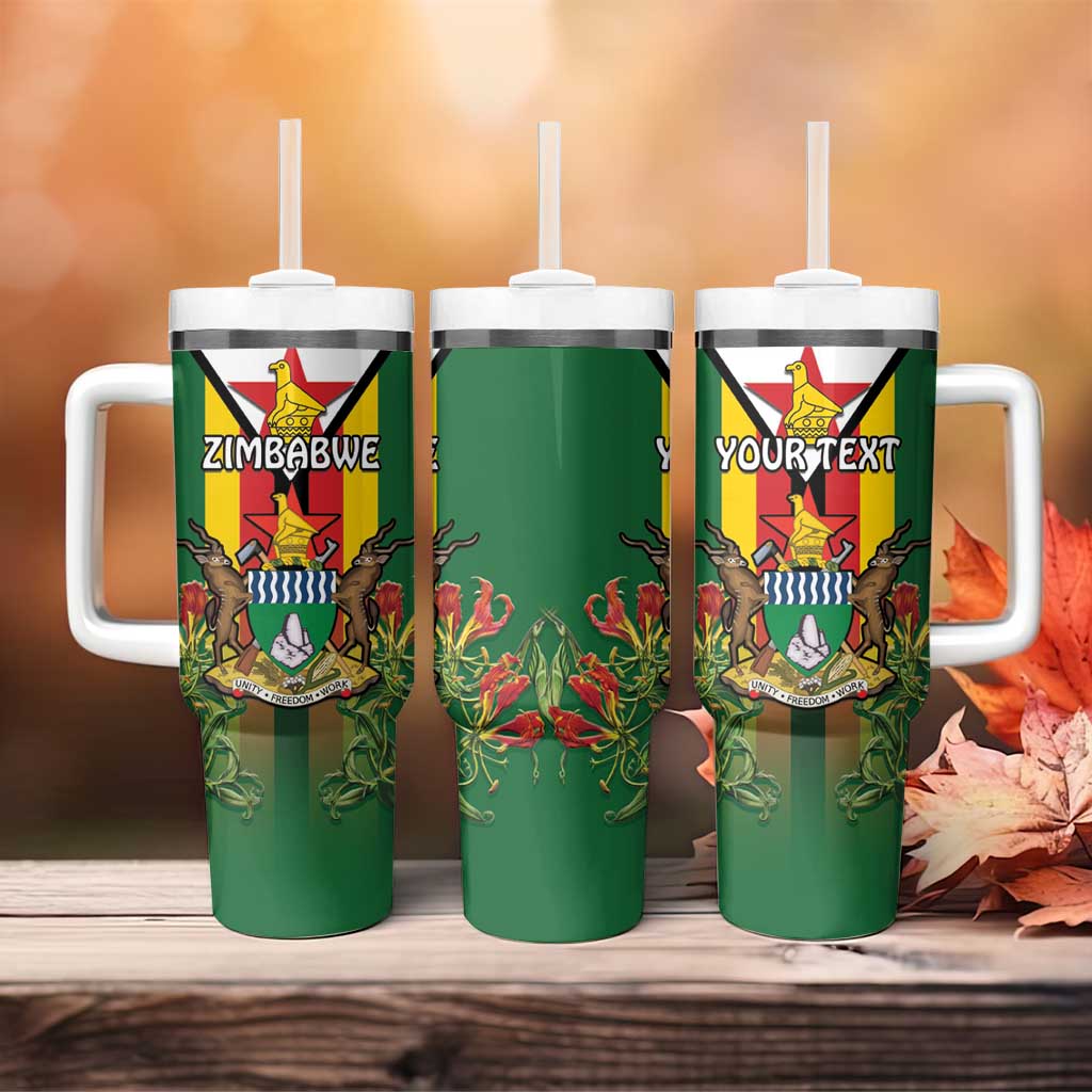 Personalised Zimbabwe Independence Day Tumbler With Handle Coat Of Arms Fire Lilies LT15