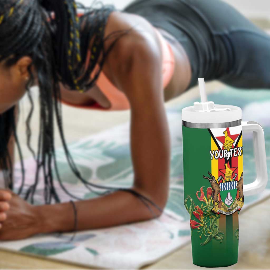 Personalised Zimbabwe Independence Day Tumbler With Handle Coat Of Arms Fire Lilies LT15