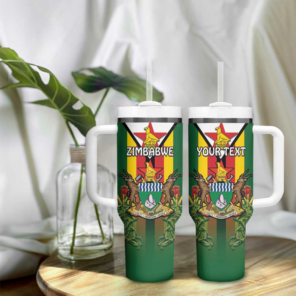 Personalised Zimbabwe Independence Day Tumbler With Handle Coat Of Arms Fire Lilies LT15