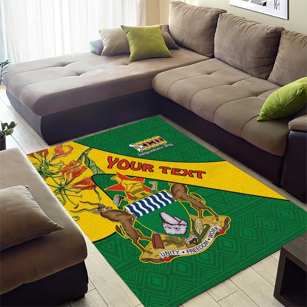 Personalised Proudly Zimbabwe Area Rug Happy Independence Day LT15