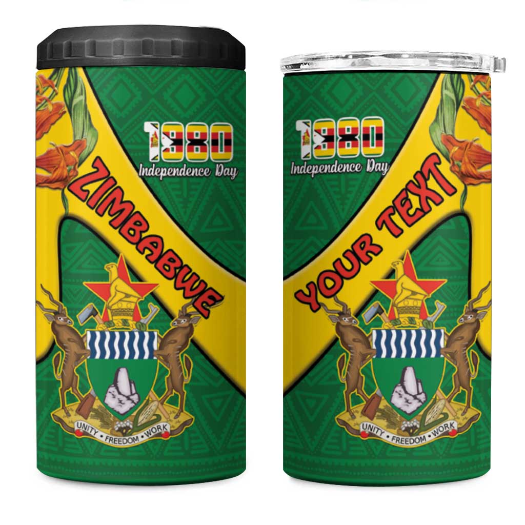 Personalised Proudly Zimbabwe 4 in 1 Can Cooler Tumbler Happy Independence Day LT15