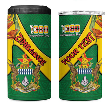 Personalised Proudly Zimbabwe 4 in 1 Can Cooler Tumbler Happy Independence Day LT15