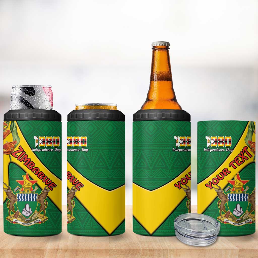 Personalised Proudly Zimbabwe 4 in 1 Can Cooler Tumbler Happy Independence Day LT15