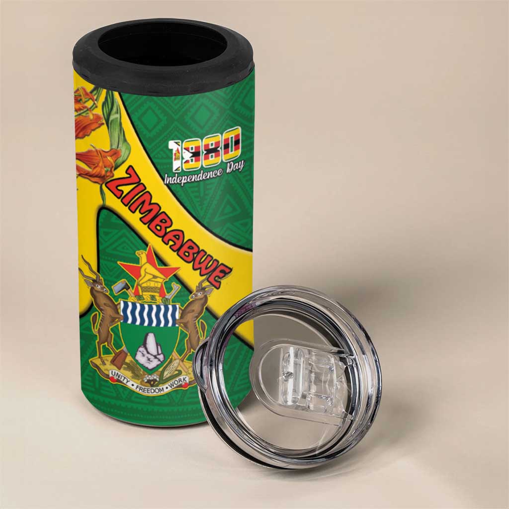 Personalised Proudly Zimbabwe 4 in 1 Can Cooler Tumbler Happy Independence Day LT15