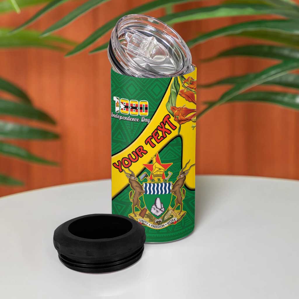 Personalised Proudly Zimbabwe 4 in 1 Can Cooler Tumbler Happy Independence Day LT15