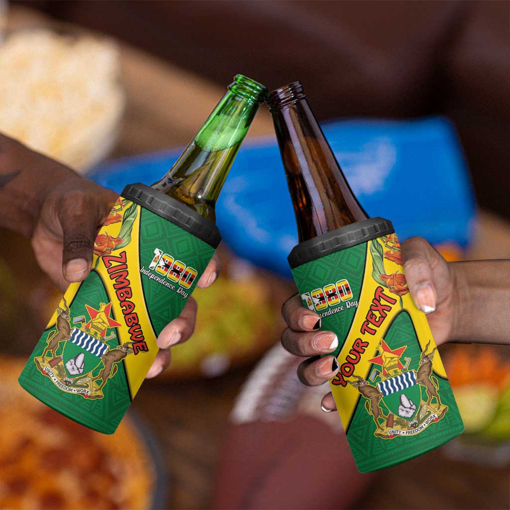Personalised Proudly Zimbabwe 4 in 1 Can Cooler Tumbler Happy Independence Day LT15