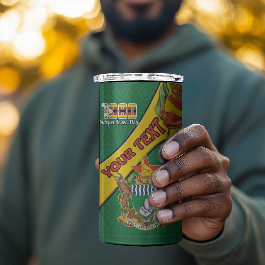 Personalised Proudly Zimbabwe 4 in 1 Can Cooler Tumbler Happy Independence Day LT15
