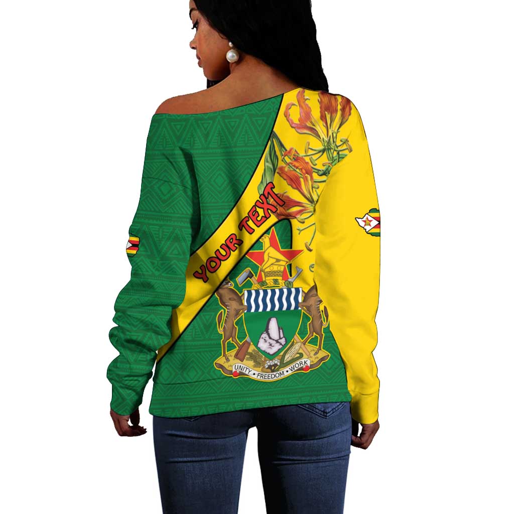 Personalised Proudly Zimbabwe Off Shoulder Sweater Happy Independence Day LT15