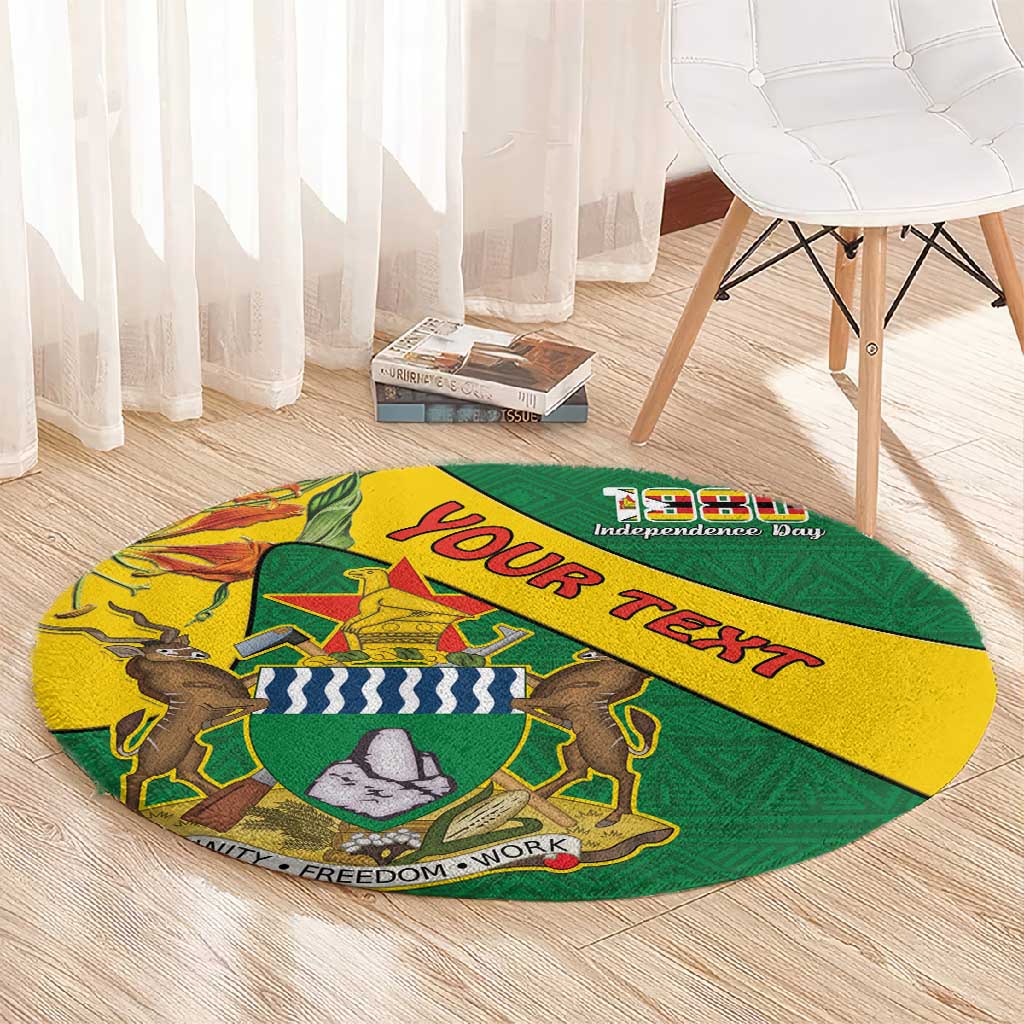 Personalised Proudly Zimbabwe Round Carpet Happy Independence Day LT15