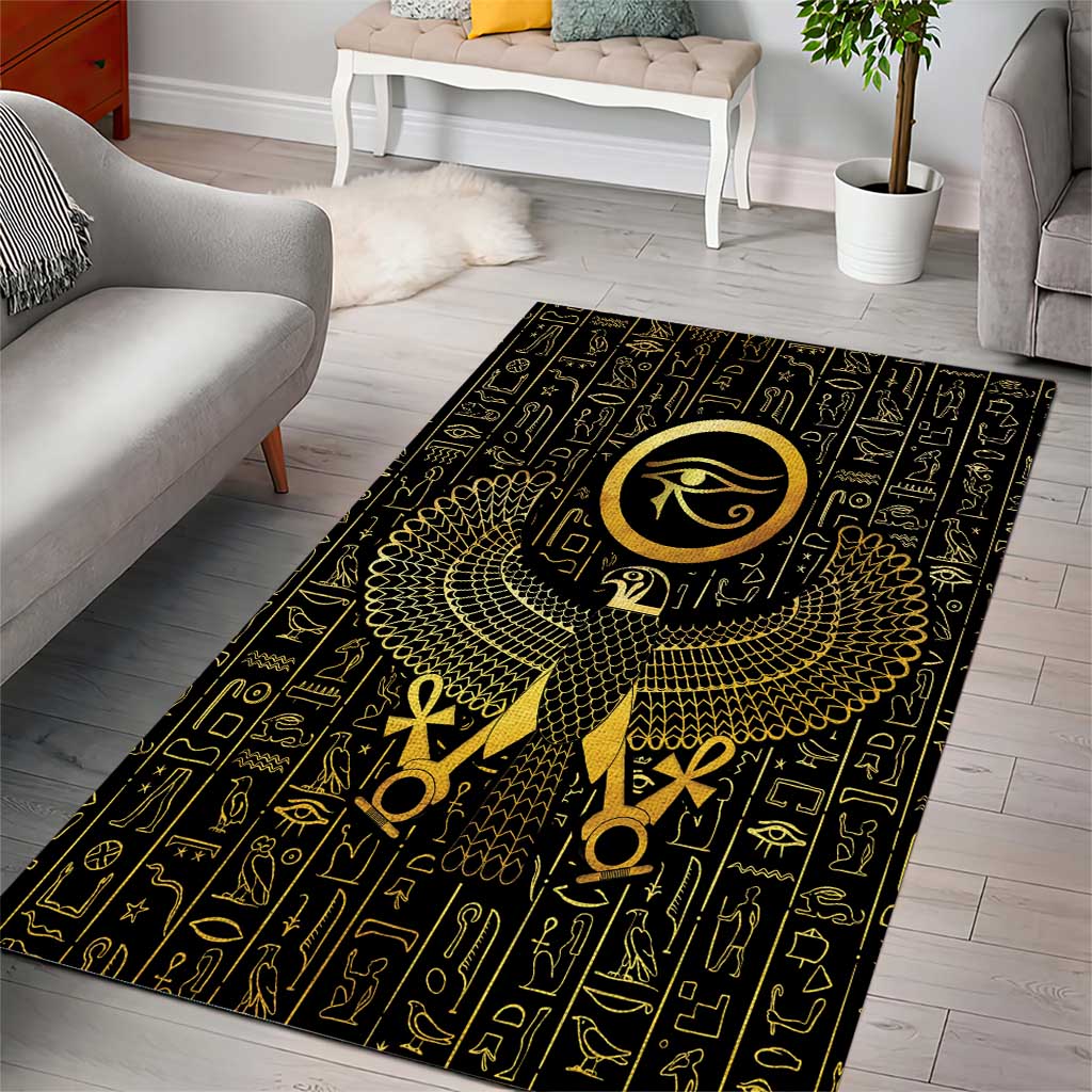 Ancient Egyptian Area Rug Horus Falcon God LT15