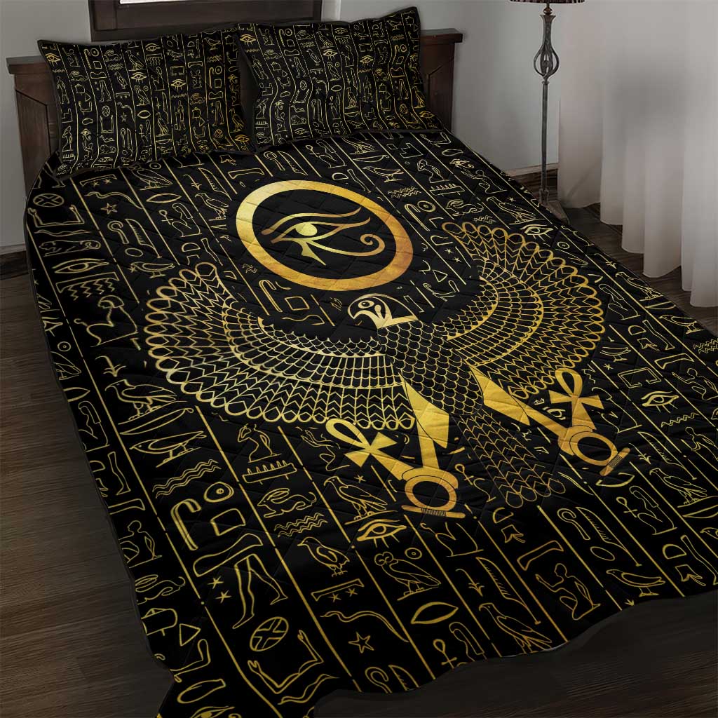 Ancient Egyptian Quilt Bed Set Horus Falcon God LT15