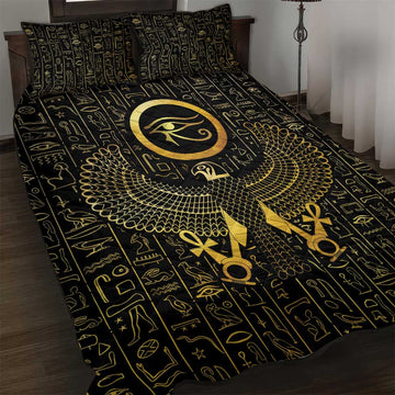 Ancient Egyptian Quilt Bed Set Horus Falcon God LT15