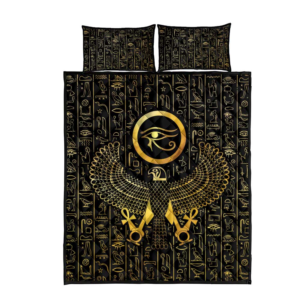 Ancient Egyptian Quilt Bed Set Horus Falcon God LT15