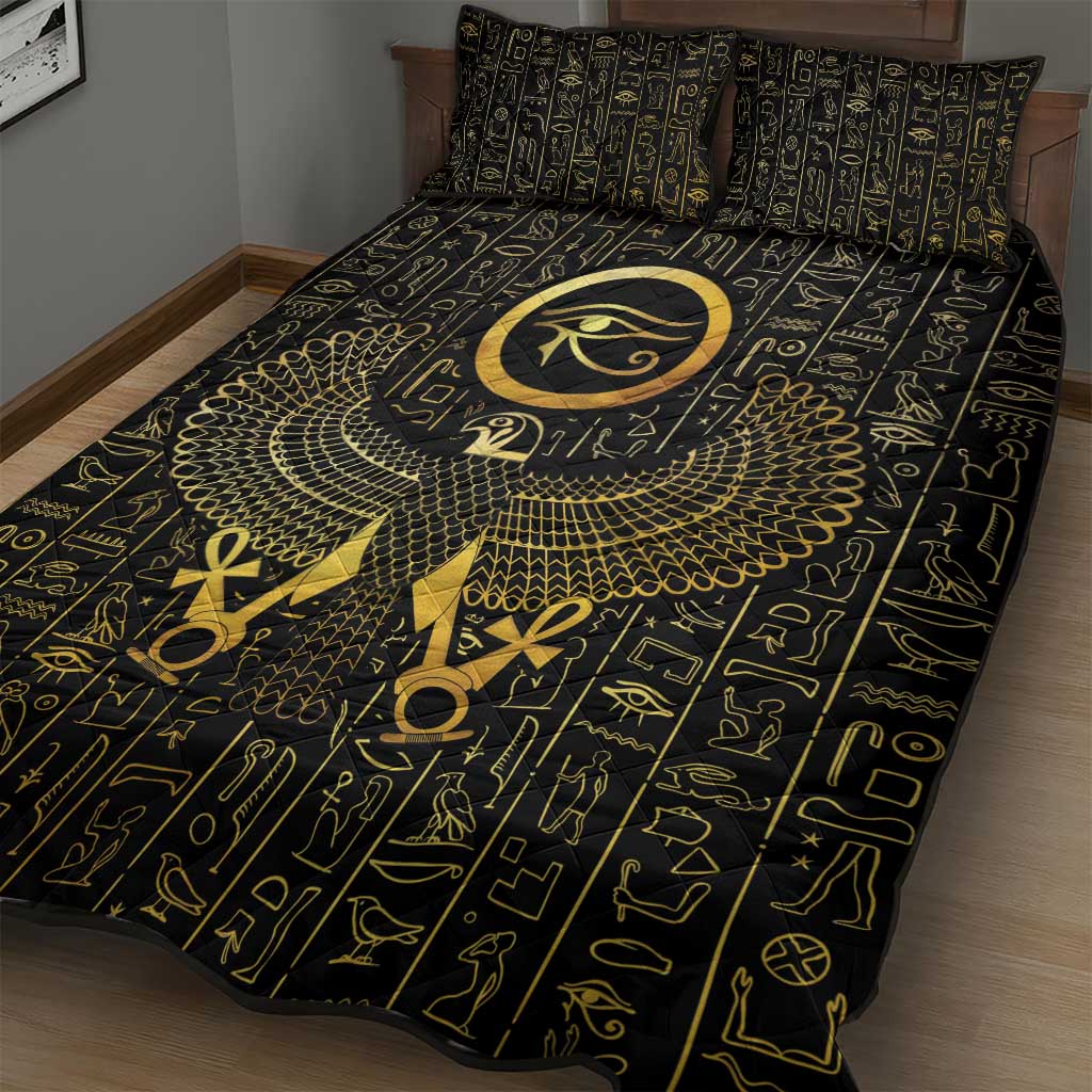 Ancient Egyptian Quilt Bed Set Horus Falcon God LT15