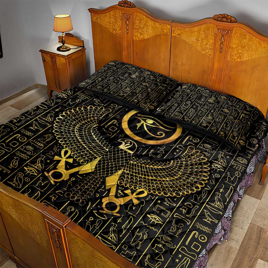 Ancient Egyptian Quilt Bed Set Horus Falcon God LT15