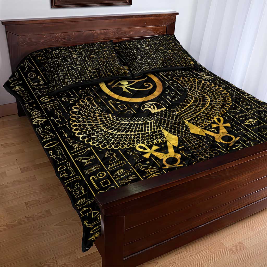 Ancient Egyptian Quilt Bed Set Horus Falcon God LT15