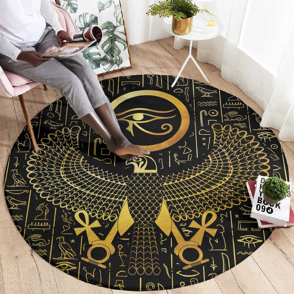 Ancient Egyptian Round Carpet Horus Falcon God LT15