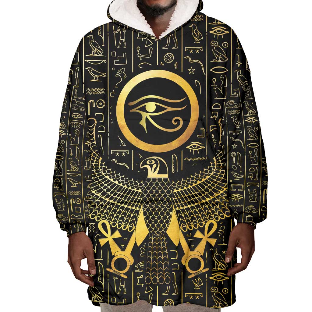 Ancient Egyptian Wearable Blanket Hoodie Horus Falcon God LT15